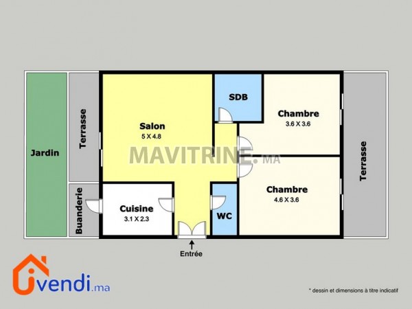 Appartement de 84m² + 76m² de jardin – Mansouria