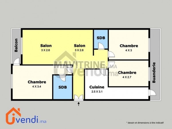 Appartement 3 chambres 107 m2 – Hay Qods