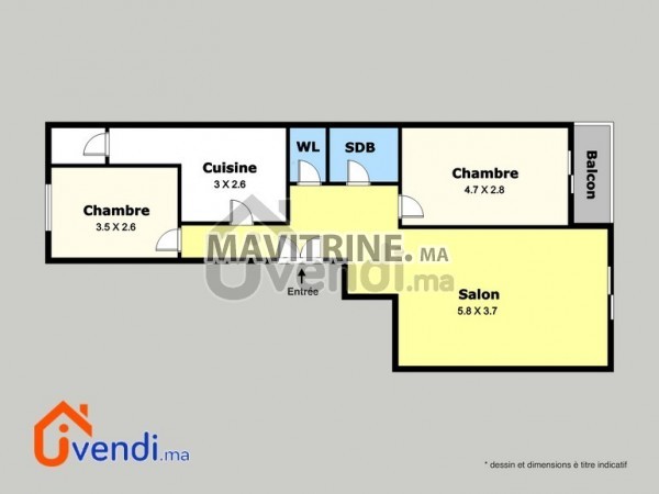 Appartement 73 m2 à vendre – Maarif Extension