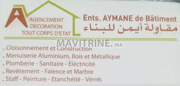 Travaux d'aménagement et décoration intérieur et extérieur de bâtiment