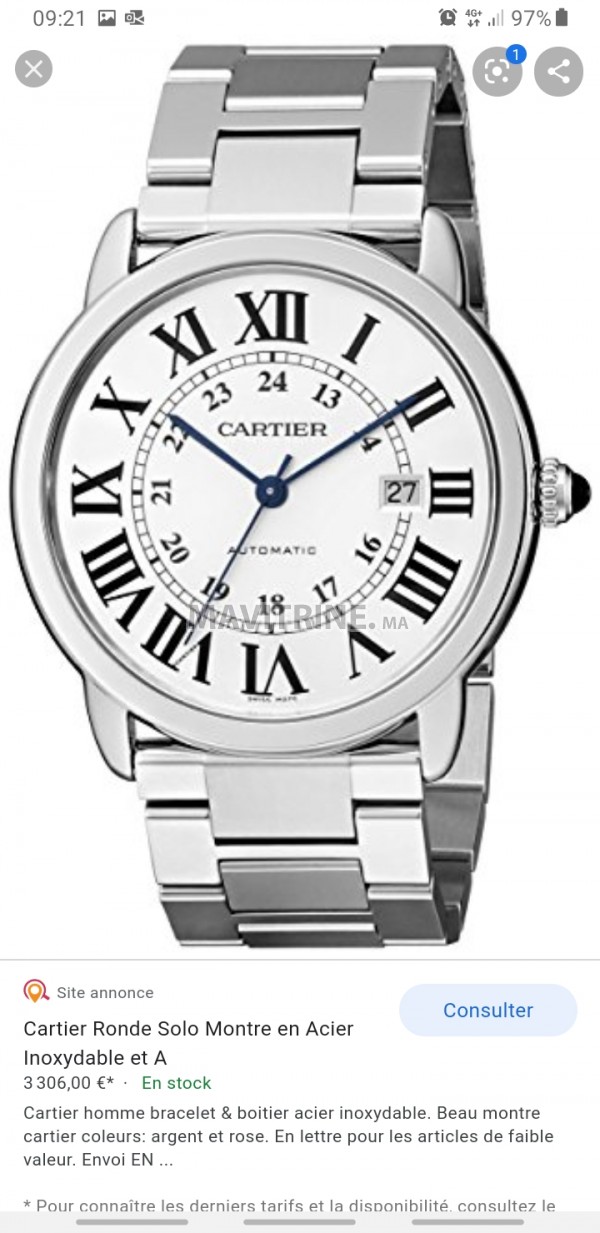 Montre cartier ronde solo