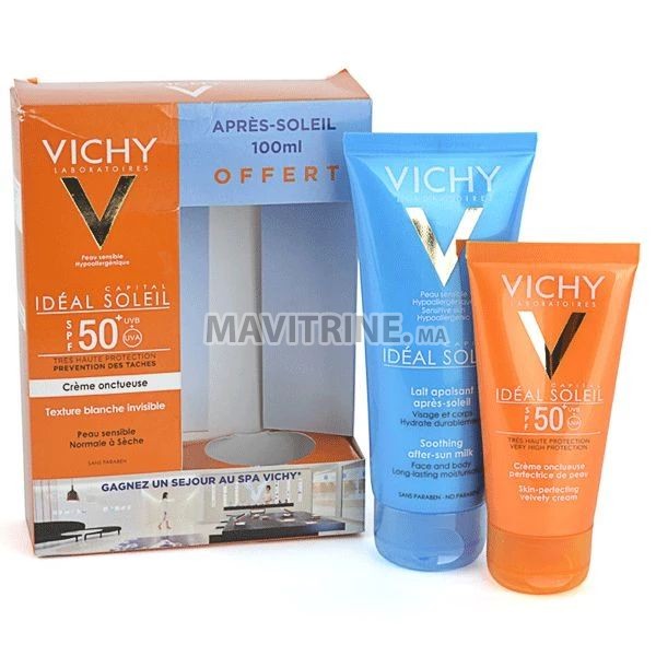 VICHY IDEAL SOLEIL CRÉME TOUCHER SEC TEINTE 50 ML + IDÉAL SOLEIL LAIT APAISANT APRÈS SOLEIL 100 ML OFFERT