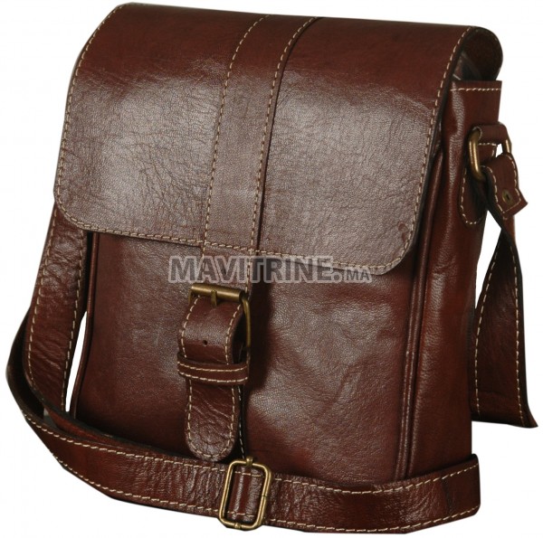 Sac besace cuir véritable marron café