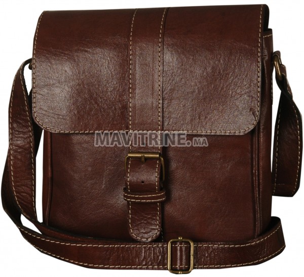 Sac besace cuir véritable marron café